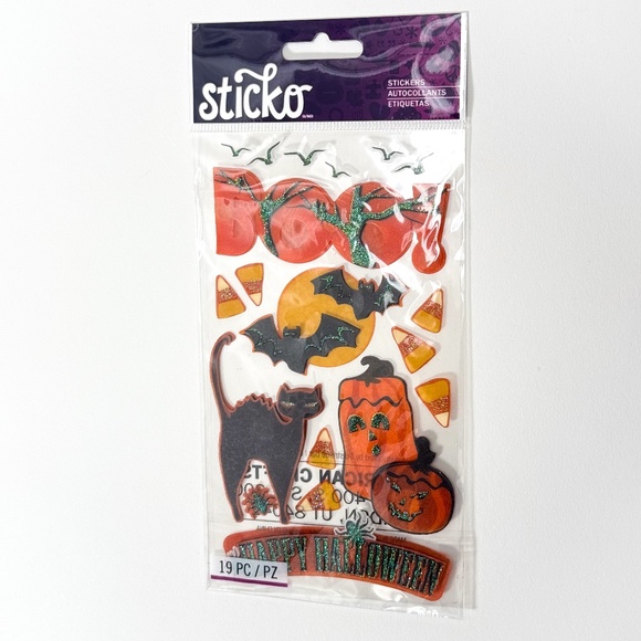 🎃 Sticko Halloween Stickers 19-Piece Spooky Set Bats Black Cat Candy Corn 👻🦇 - Picture 3 of 5